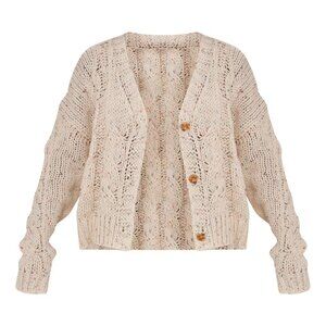 Pretty Little Thing Cream Space Dye Chunky Knit Cardigan
